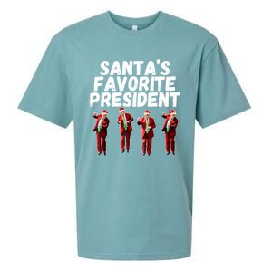 SantaS Favorite President Funny Trump Dance Santa Hat Gift Sueded Cloud Jersey T-Shirt