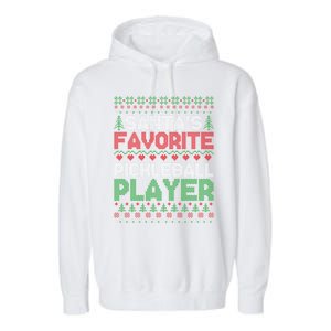 SantaS Favorite Pickleball Player Ugly Christmas Cute Gift Garment-Dyed Fleece Hoodie