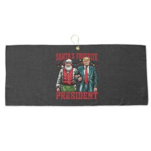 SantaS Favorite President Funny Trump Santa Claus Christmas Great Gift Large Microfiber Waffle Golf Towel