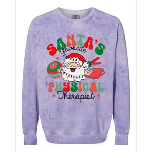 SantaS Favorite Physical Therapist Christmas Therapy Colorblast Crewneck Sweatshirt