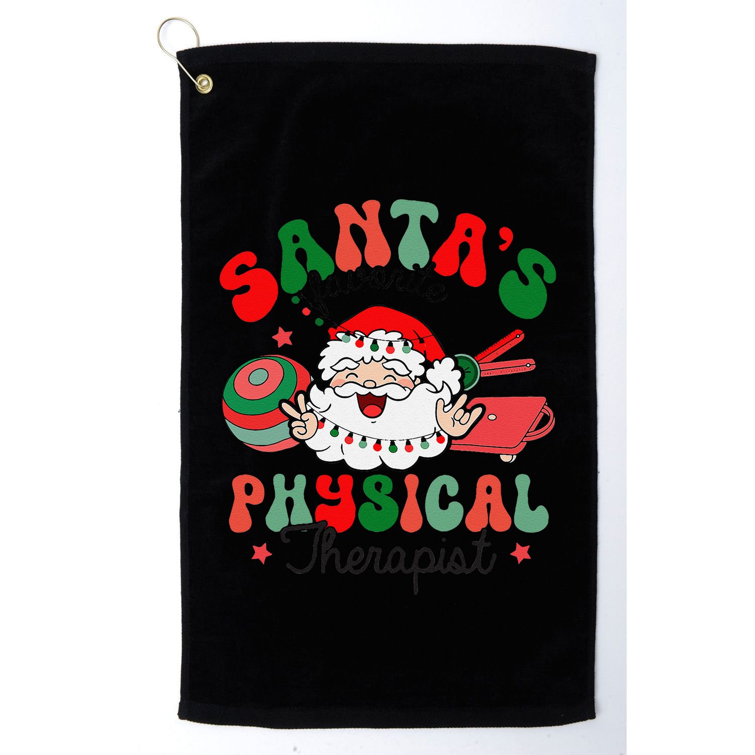 SantaS Favorite Physical Therapist Christmas Therapy Golf Towel