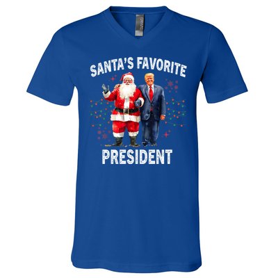 SantaS Favorite President Funny Trump Meaningful Gift V-Neck T-Shirt