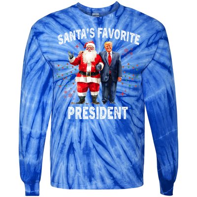 SantaS Favorite President Funny Trump Meaningful Gift Tie-Dye Long Sleeve Shirt