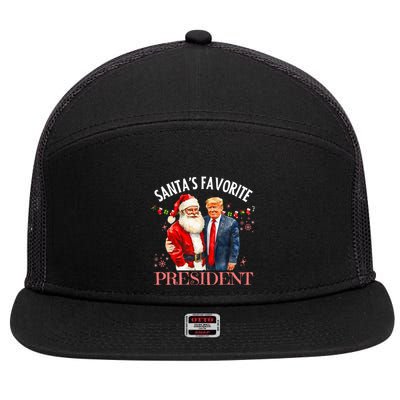 SantaS Favorite President Christmas Trump 47th 7 Panel Mesh Trucker Snapback Hat