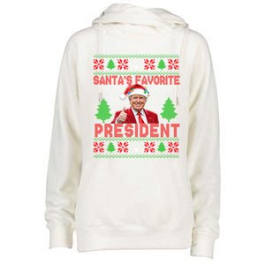 SantaS Favorite President Funny Trump Ugly Xmas Great Gift Womens Funnel Neck Pullover Hood