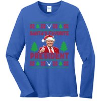 SantaS Favorite President Funny Trump Ugly Xmas Great Gift Ladies Long Sleeve Shirt