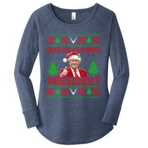 SantaS Favorite President Funny Trump Ugly Xmas Great Gift Women's Perfect Tri Tunic Long Sleeve Shirt