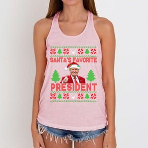 SantaS Favorite President Funny Trump Ugly Xmas Great Gift Women's Knotted Racerback Tank