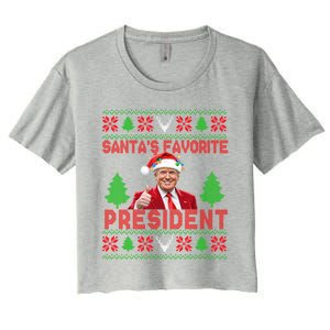 SantaS Favorite President Funny Trump Ugly Xmas Great Gift Women's Crop Top Tee