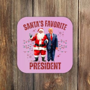 SantaS Favorite President Christmas Funny Trump Xmas Pajama Coaster