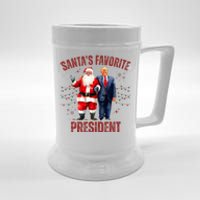 SantaS Favorite President Christmas Funny Trump Xmas Pajama Beer Stein