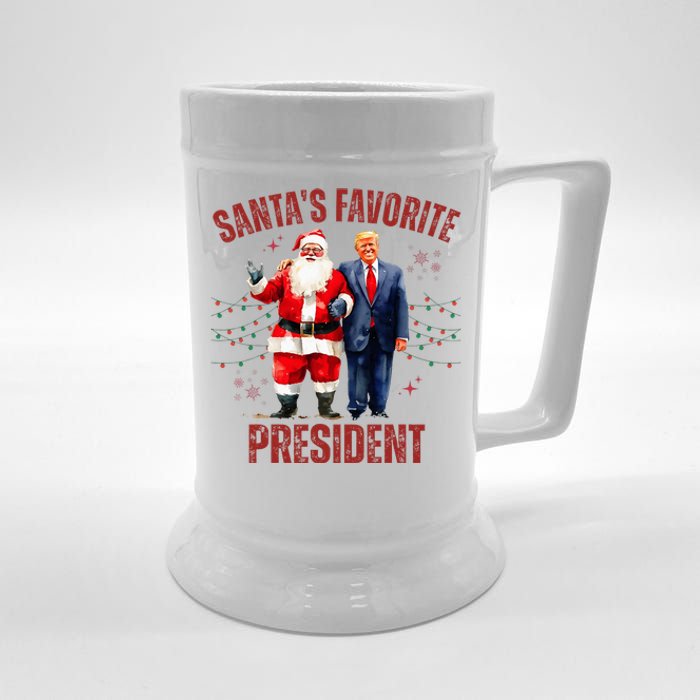 SantaS Favorite President Christmas Funny Trump Xmas Pajama Beer Stein