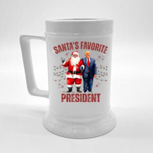 SantaS Favorite President Christmas Funny Trump Xmas Pajama Beer Stein