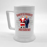 SantaS Favorite President Christmas Funny Trump Xmas Pajama Beer Stein