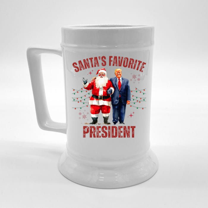 SantaS Favorite President Christmas Funny Trump Xmas Pajama Beer Stein