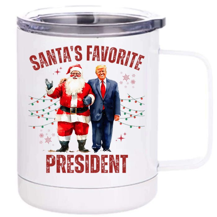 SantaS Favorite President Christmas Funny Trump Xmas Pajama 12 oz Stainless Steel Tumbler Cup