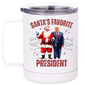 SantaS Favorite President Christmas Funny Trump Xmas Pajama 12 oz Stainless Steel Tumbler Cup