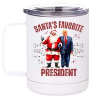 SantaS Favorite President Christmas Funny Trump Xmas Pajama 12 oz Stainless Steel Tumbler Cup