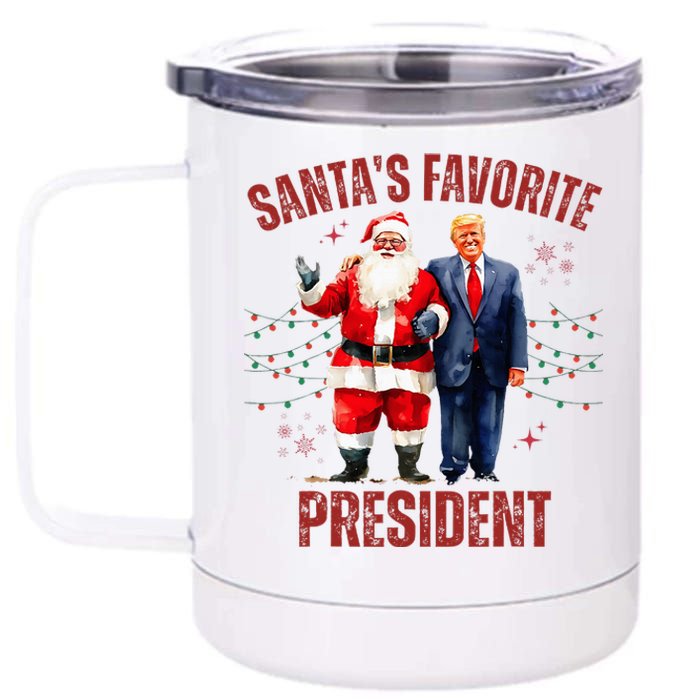 SantaS Favorite President Christmas Funny Trump Xmas Pajama 12 oz Stainless Steel Tumbler Cup