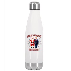 SantaS Favorite President Christmas Funny Trump Xmas Pajama Stainless Steel Insulated Water Bottle