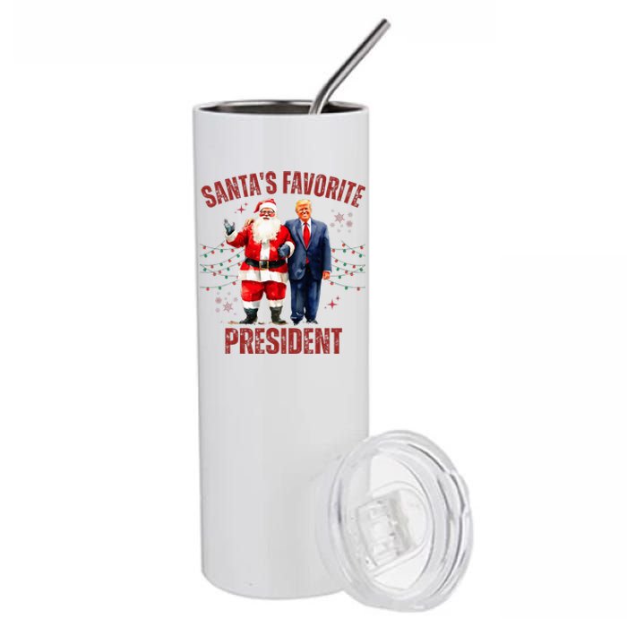 SantaS Favorite President Christmas Funny Trump Xmas Pajama Stainless Steel Tumbler