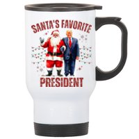 SantaS Favorite President Christmas Funny Trump Xmas Pajama Stainless Steel Travel Mug