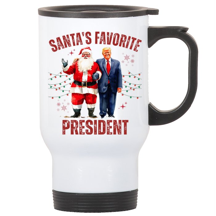 SantaS Favorite President Christmas Funny Trump Xmas Pajama Stainless Steel Travel Mug