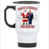 SantaS Favorite President Christmas Funny Trump Xmas Pajama Stainless Steel Travel Mug