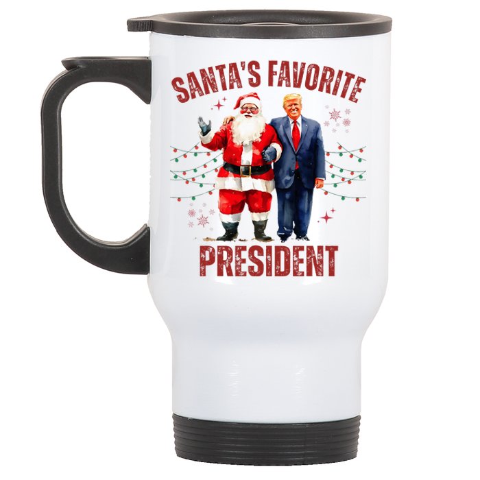 SantaS Favorite President Christmas Funny Trump Xmas Pajama Stainless Steel Travel Mug