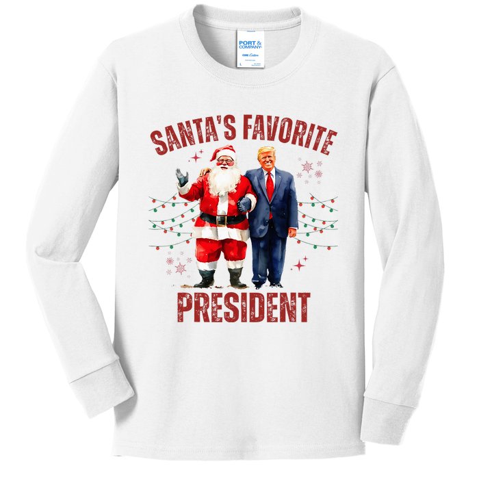 SantaS Favorite President Christmas Funny Trump Xmas Pajama Kids Long Sleeve Shirt