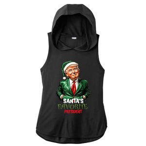 SantaS Favorite President Santa Elf Trump 2024 Christmas Gift Ladies PosiCharge Tri-Blend Wicking Draft Hoodie Tank