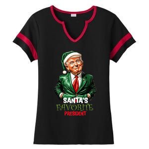 SantaS Favorite President Santa Elf Trump 2024 Christmas Gift Ladies Halftime Notch Neck Tee