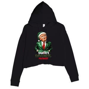 SantaS Favorite President Santa Elf Trump 2024 Christmas Gift Crop Fleece Hoodie