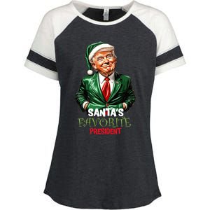 SantaS Favorite President Santa Elf Trump 2024 Christmas Gift Enza Ladies Jersey Colorblock Tee