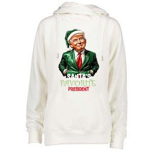 SantaS Favorite President Santa Elf Trump 2024 Christmas Gift Womens Funnel Neck Pullover Hood