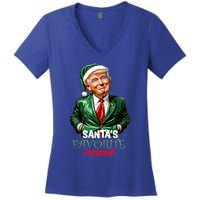 SantaS Favorite President Santa Elf Trump 2024 Christmas Gift Women's V-Neck T-Shirt