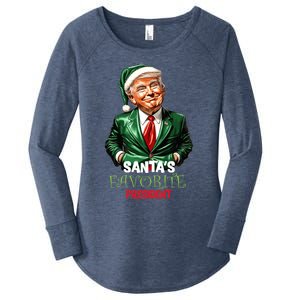 SantaS Favorite President Santa Elf Trump 2024 Christmas Gift Women's Perfect Tri Tunic Long Sleeve Shirt