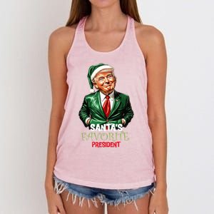 SantaS Favorite President Santa Elf Trump 2024 Christmas Gift Women's Knotted Racerback Tank