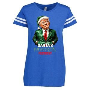 SantaS Favorite President Santa Elf Trump 2024 Christmas Gift Enza Ladies Jersey Football T-Shirt