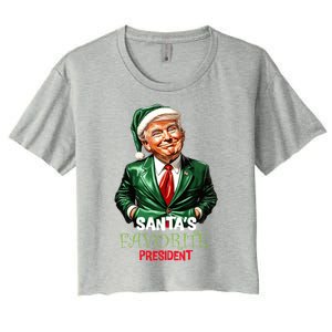 SantaS Favorite President Santa Elf Trump 2024 Christmas Gift Women's Crop Top Tee