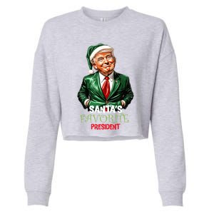 SantaS Favorite President Santa Elf Trump 2024 Christmas Gift Cropped Pullover Crew