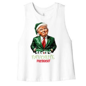 SantaS Favorite President Santa Elf Trump 2024 Christmas Gift Women's Racerback Cropped Tank