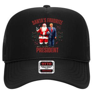 SantaS Favorite President Christmas Funny Trump Xmas Pajama High Crown Mesh Back Trucker Hat