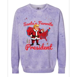 SantaS Favorite President Trump As Santa Results Map Funny Gift Colorblast Crewneck Sweatshirt