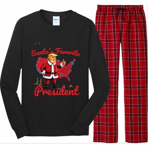 SantaS Favorite President Trump As Santa Results Map Funny Gift Long Sleeve Pajama Set