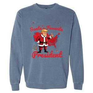 SantaS Favorite President Trump As Santa Results Map Funny Gift Garment-Dyed Sweatshirt