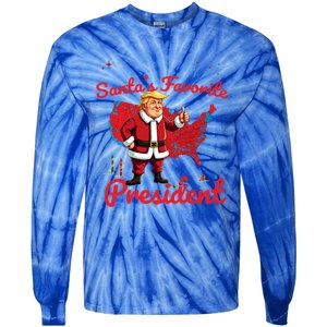 SantaS Favorite President Trump As Santa Results Map Funny Gift Tie-Dye Long Sleeve Shirt