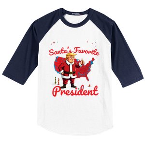 SantaS Favorite President Trump As Santa Results Map Funny Gift Baseball Sleeve Shirt