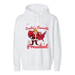 SantaS Favorite President Trump As Santa Results Map Funny Gift Garment-Dyed Fleece Hoodie