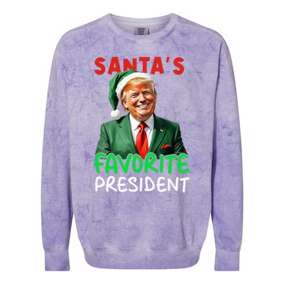 SantaS Favorite President Trump Christmas Santa Hat Colorblast Crewneck Sweatshirt